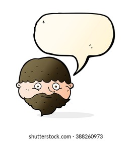 caricatura de un hombre barbudo con burbuja de habla