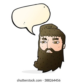 caricatura de un hombre barbudo con burbuja de habla