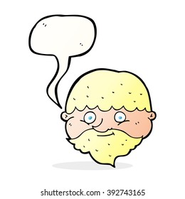 caricatura de un hombre barbudo con burbuja de habla