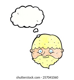 cartoon bearded man with thought bubble