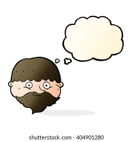 caricatura de hombre barbudo con burbuja de pensamiento