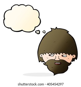 cartoon bearded man with thought bubble