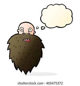 caricatura de hombre barbudo con burbuja de pensamiento