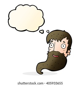 caricatura de hombre barbudo con burbuja de pensamiento