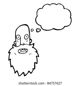 cartoon bearded man with thought bubble