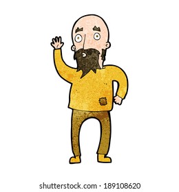 cartoon bearded man waving
