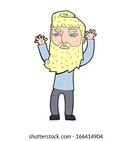 cartoon bearded man waving arms