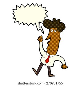 cartoon bearded man waving with speech bubble