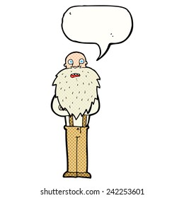 cartoon bearded old man with speech bubble