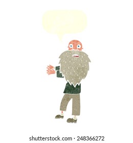 cartoon bearded old man with speech bubble