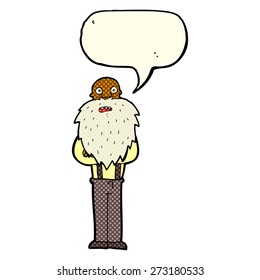 cartoon bearded old man with speech bubble