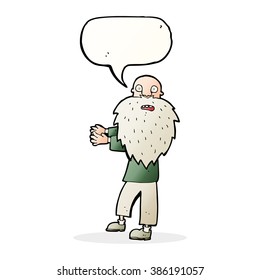 caricatura de un anciano barbudo con burbuja de habla