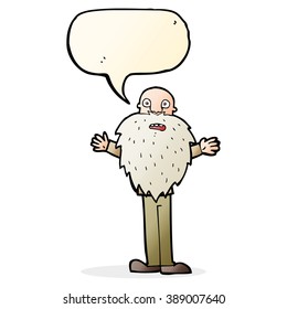 cartoon bearded old man with speech bubble