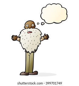 cartoon bearded old man with thought bubble