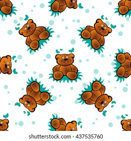 Cartoon bears on a white background. Seamless pattern.