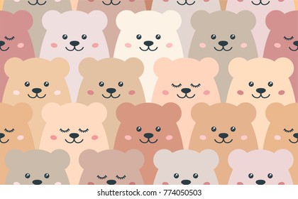 Cartoon bears. Seamless vector pattern