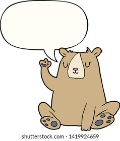 Cartoon-Bär; mit Sprachblase schweben