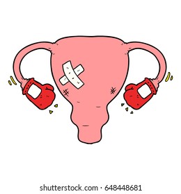 cartoon beat up uterus with boxing gloves