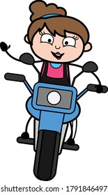 Cartoon Beautician Riding Motorbike Character Design Illustration