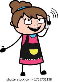 Cartoon Beautician talking on Cell Phone