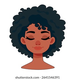 Cartoon Beautiful Afro Woman Hair And Face Simple Design Icon Digital Source 