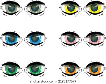 Cartoon beautiful eyes with globe vector set