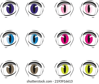 Cartoon beautiful eyes vector set. wondering emotion eyes