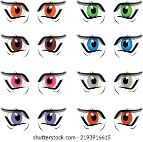 Cartoon Beautiful Eyes Vector Set Angry Stock Vector (Royalty Free ...