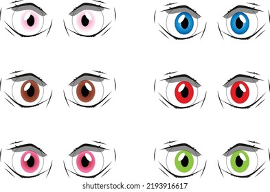 Cartoon beautiful eyes vector set. wondering emotion eyes