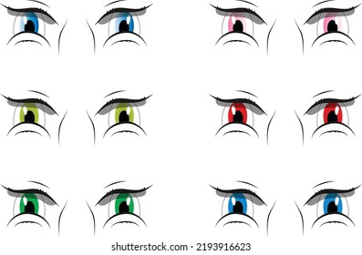 Caricatura hermosa vista conjunto vector. ojos que muestran trastornos.