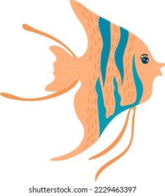 Cartoon beautiful flat fish, marine life, cute ocean animal, wildlife underwater, design, flat style vector illustration.