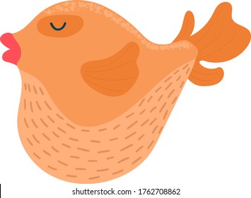 Cartoon beautiful goldfish, marine, cute ocean animal, wildlife underwater, flat style vector illustration, isolated on white. Cute aquarium dweller, baby picture, fabric print, baby clothes.