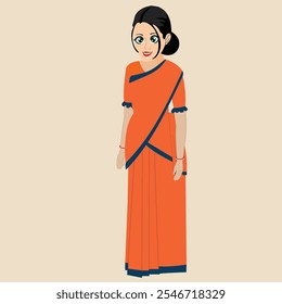 Cartoon beautiful indian woman illustration