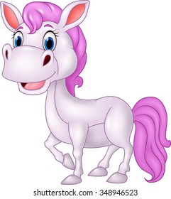 Cartoon beautiful pony horse isolated on white background