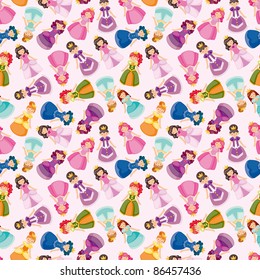 cartoon beautiful princess seamless pattern