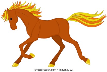 cartoon beautiful running horse 