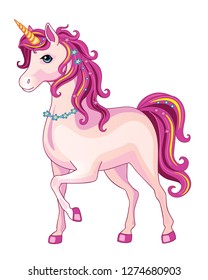 Cartoon Beautiful Unicorn Rainbow Mane On Stock Illustration 1338764441