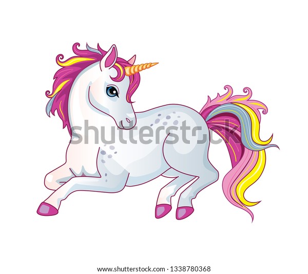 Cartoon Beautiful Unicorn Rainbow Mane On Stock Vector (Royalty Free ...