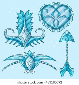 Cartoon beautiful winter artifacts