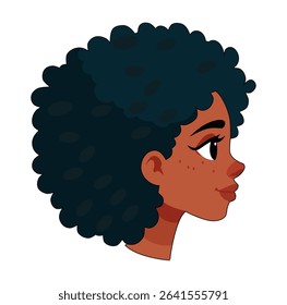Cartoon Beautiful Woman With Afro Woman And Pretty Face Simple Design Icon Digital Source 