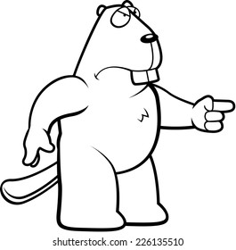 A cartoon beaver with an angry expression.