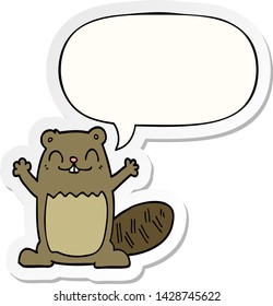 cartoon beaver with speech bubble sticker