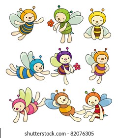 cartoon bee boy icon set