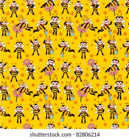 cartoon bee boy seamless pattern