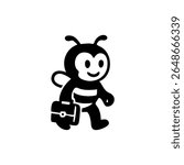 A cartoon bee carrying a briefcase