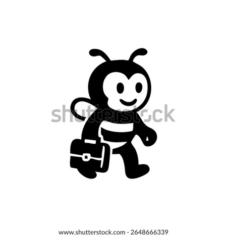 A cartoon bee carrying a briefcase