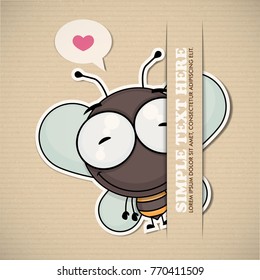 Cartoon bee character cut out from paper. Vector collection.