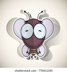 Cartoon bee character cut out from paper. Vector collection.