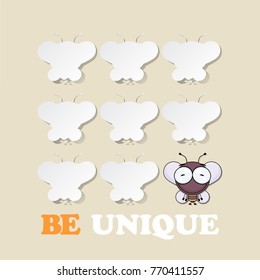 Cartoon bee character cut out from paper. Vector collection.