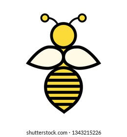 Cartoon bee character logo. Vector illustration.